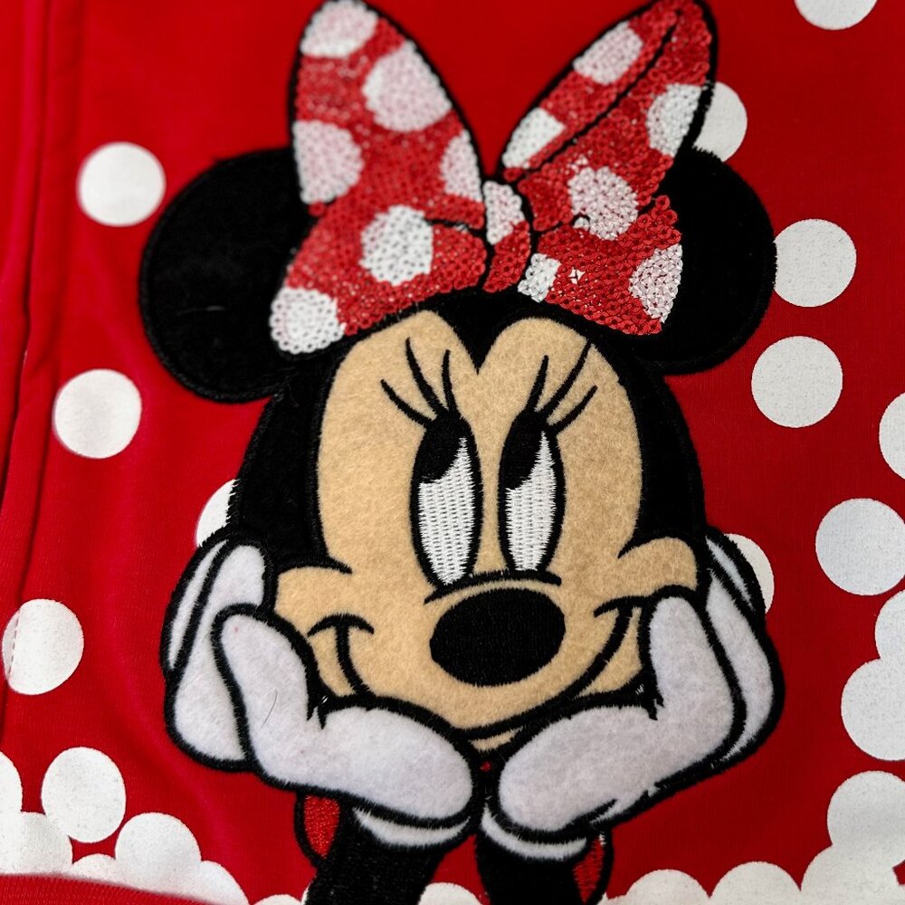 Disney Minnie Mouse “Believe in the Bow” Red Zip-Up Hoodie – Girls - Picture 4 of 11